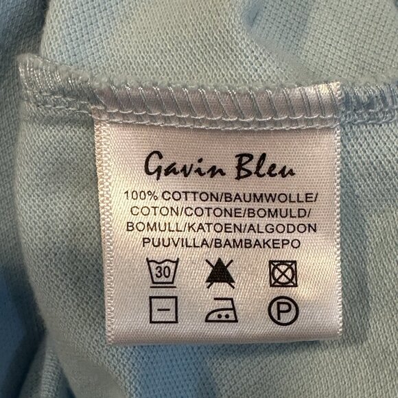 Gavin Bleu Mens Polo Shirt L Blue Short Sleeve Band Collar Button Placket Casual - Picture 9 of 11